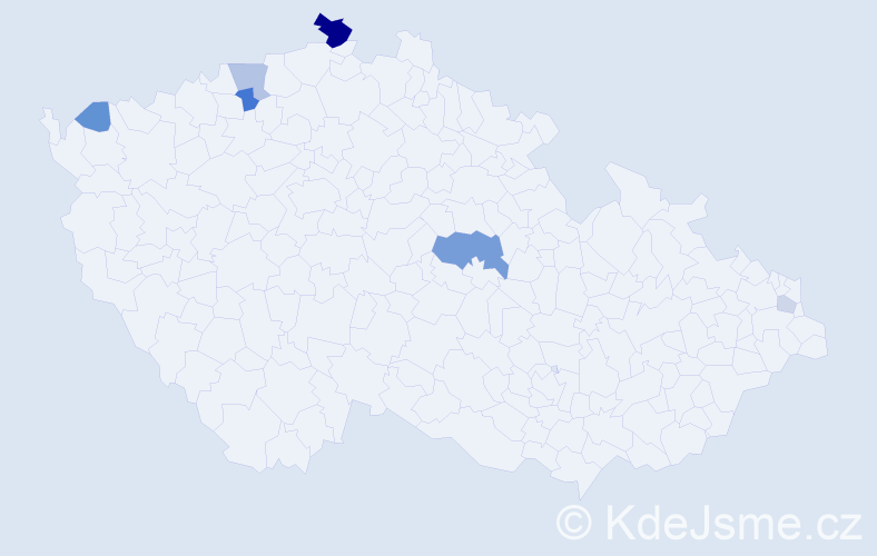 Příjmení: 'Palocsányi', počet výskytů 16 v celé ČR