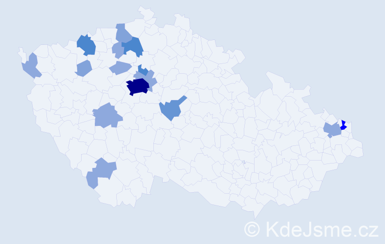 Příjmení: 'Rostáš', počet výskytů 40 v celé ČR