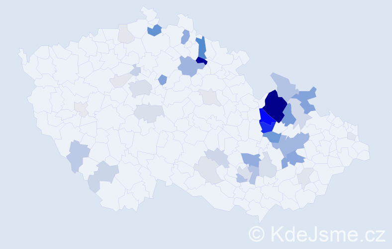 Příjmení: 'Holoušová', počet výskytů 124 v celé ČR