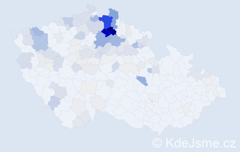 Příjmení: 'Košek', počet výskytů 578 v celé ČR