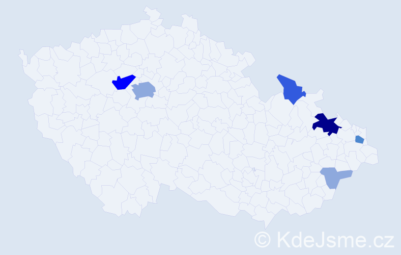 Příjmení: 'Malysa', počet výskytů 16 v celé ČR