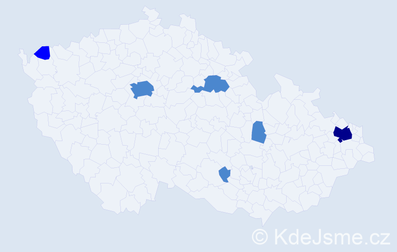Příjmení: 'Košteková', počet výskytů 9 v celé ČR