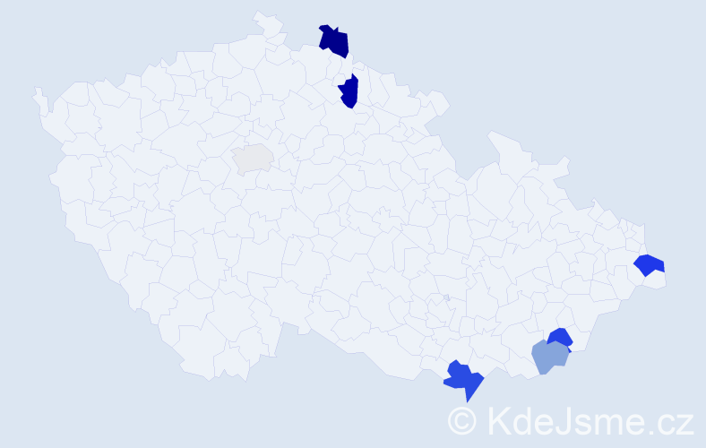 Příjmení: 'Vladár', počet výskytů 13 v celé ČR