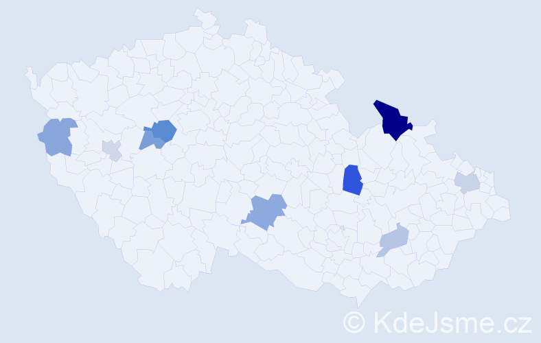 Příjmení: 'Turická', počet výskytů 18 v celé ČR