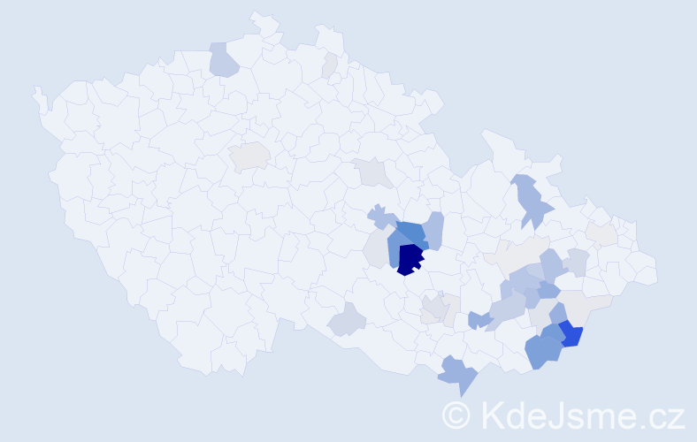 Příjmení: 'Kozáček', počet výskytů 121 v celé ČR