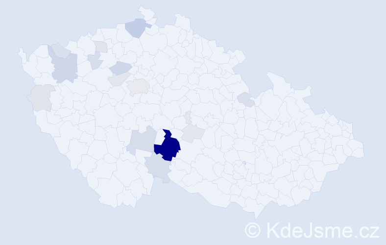 Příjmení: 'Kubíska', počet výskytů 66 v celé ČR