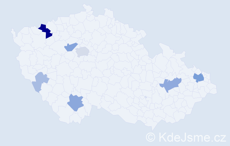 Příjmení: 'Krejcha', počet výskytů 29 v celé ČR