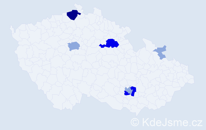 Příjmení: 'Mahn', počet výskytů 19 v celé ČR