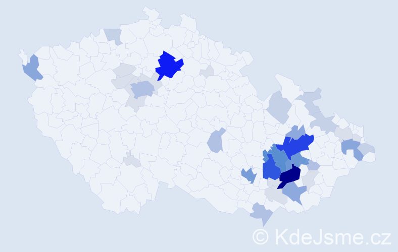 Příjmení: 'Raclavská', počet výskytů 145 v celé ČR