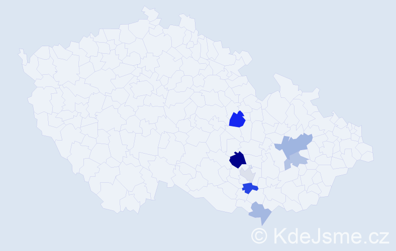 Příjmení: 'Hajsler', počet výskytů 12 v celé ČR