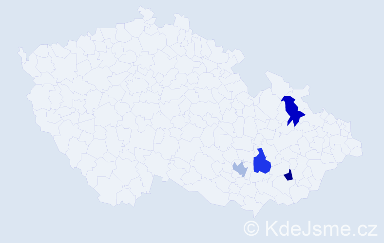 Příjmení: 'Saják', počet výskytů 4 v celé ČR