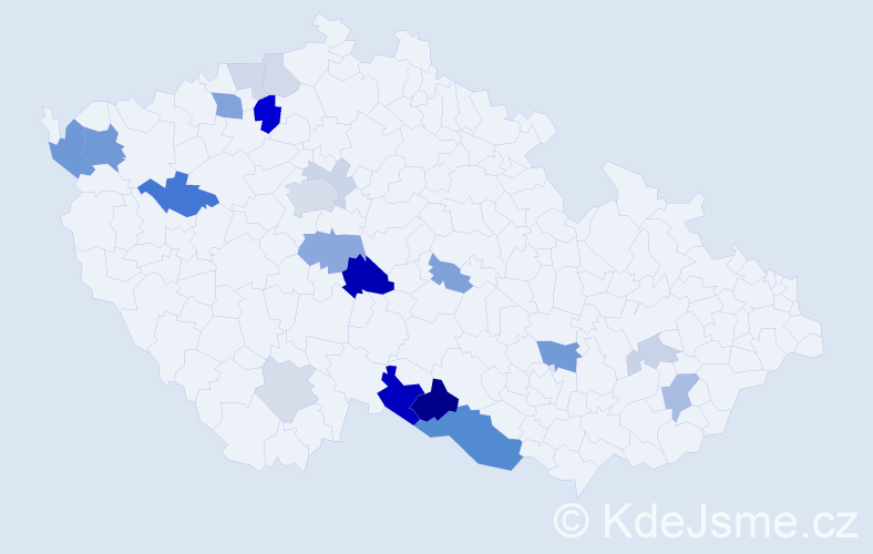 Příjmení: 'Bulík', počet výskytů 52 v celé ČR