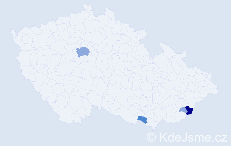 Příjmení: 'Barcůchová', počet výskytů 9 v celé ČR