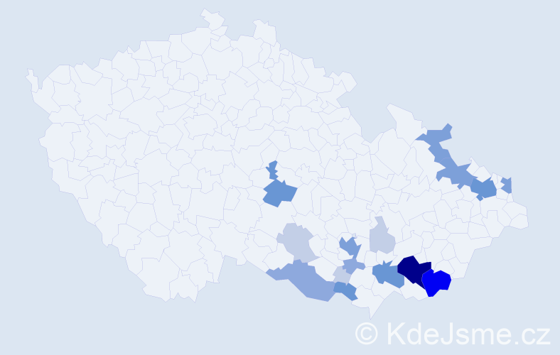 Příjmení: 'Mikulinec', počet výskytů 55 v celé ČR
