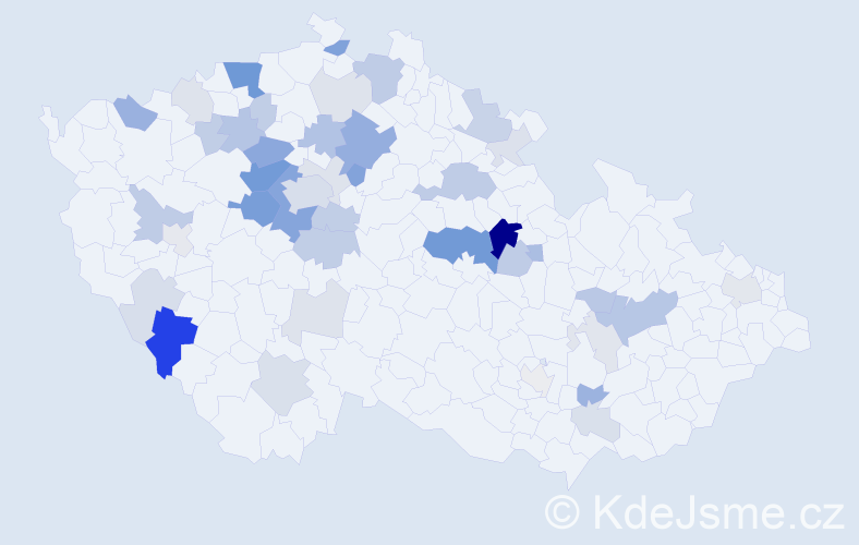 Příjmení: 'Hušáková', počet výskytů 136 v celé ČR