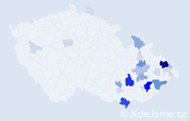 Příjmení: 'Vidlář', počet výskytů 83 v celé ČR