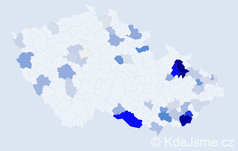 Příjmení: 'Gardoň', počet výskytů 106 v celé ČR