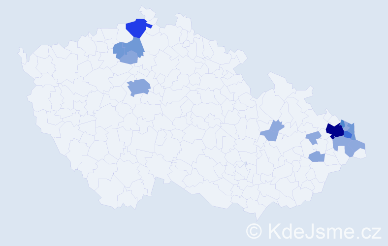 Příjmení: 'Pajonková', počet výskytů 48 v celé ČR