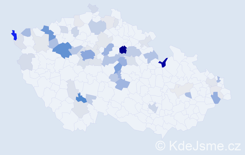 Příjmení: 'Telvák', počet výskytů 178 v celé ČR