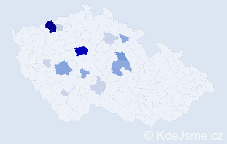 Příjmení: 'Biben', počet výskytů 46 v celé ČR