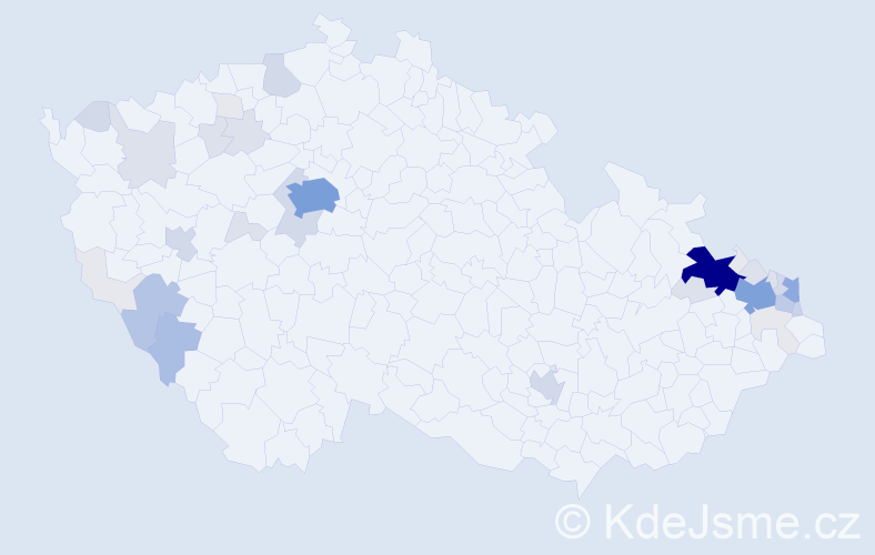 Příjmení: 'Valeček', počet výskytů 143 v celé ČR