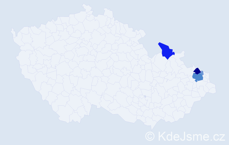Příjmení: 'Kusýnová', počet výskytů 18 v celé ČR