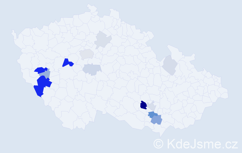 Příjmení: 'Baštař', počet výskytů 41 v celé ČR