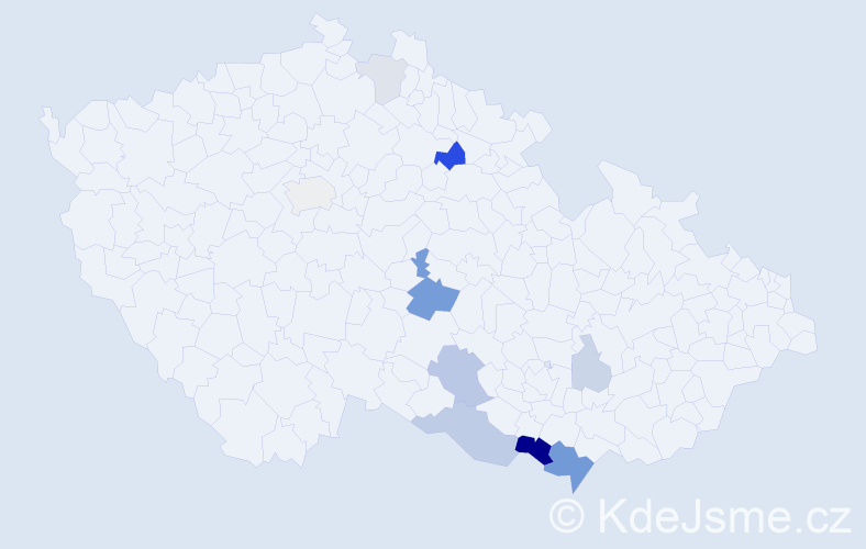 Příjmení: 'Kerel', počet výskytů 24 v celé ČR