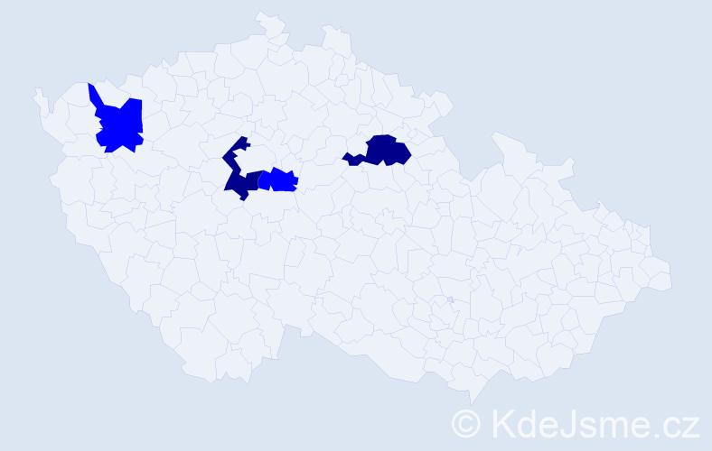 Příjmení: 'Kelbel', počet výskytů 6 v celé ČR