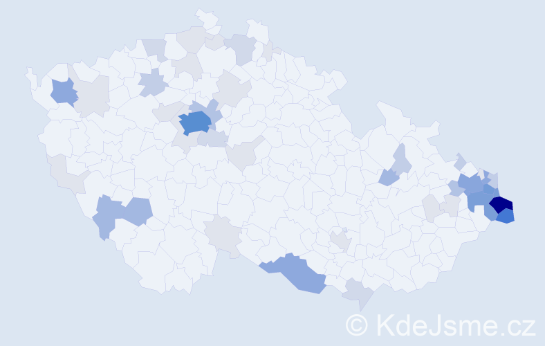 Příjmení: 'Michalik', počet výskytů 174 v celé ČR