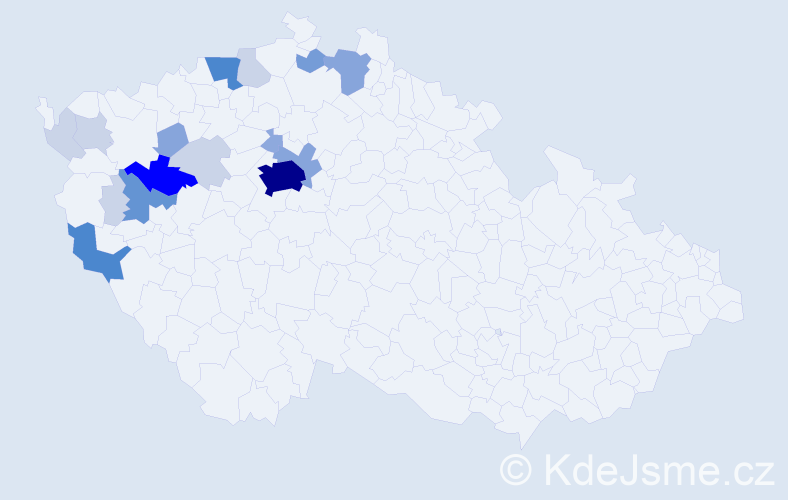 Příjmení: 'Kronďák', počet výskytů 60 v celé ČR