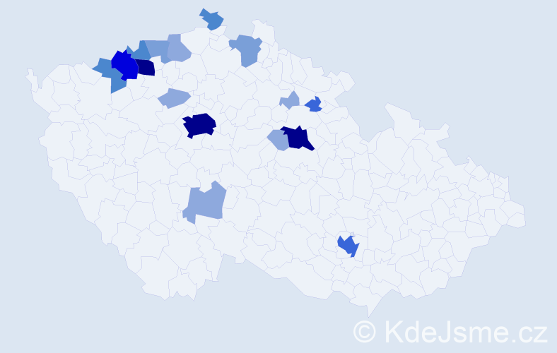 Příjmení: 'Klimpl', počet výskytů 53 v celé ČR