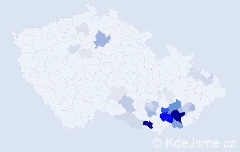 Příjmení: 'Křemečková', počet výskytů 124 v celé ČR