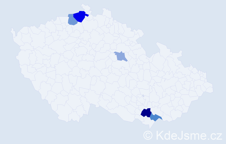 Příjmení: 'Moró', počet výskytů 17 v celé ČR