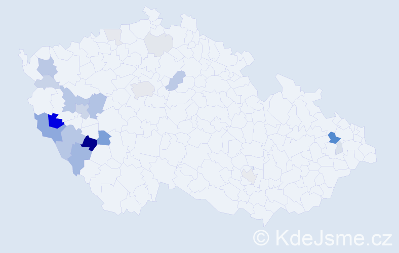 Příjmení: 'Končalová', počet výskytů 59 v celé ČR