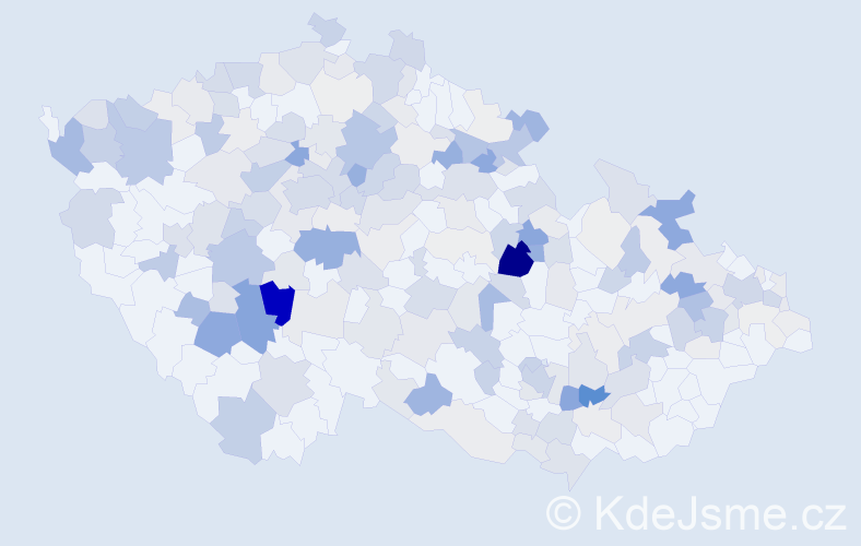 Příjmení: 'Kuchta', počet výskytů 766 v celé ČR