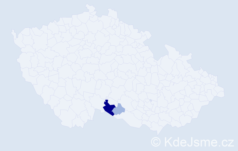 Příjmení: 'Dohn', počet výskytů 12 v celé ČR