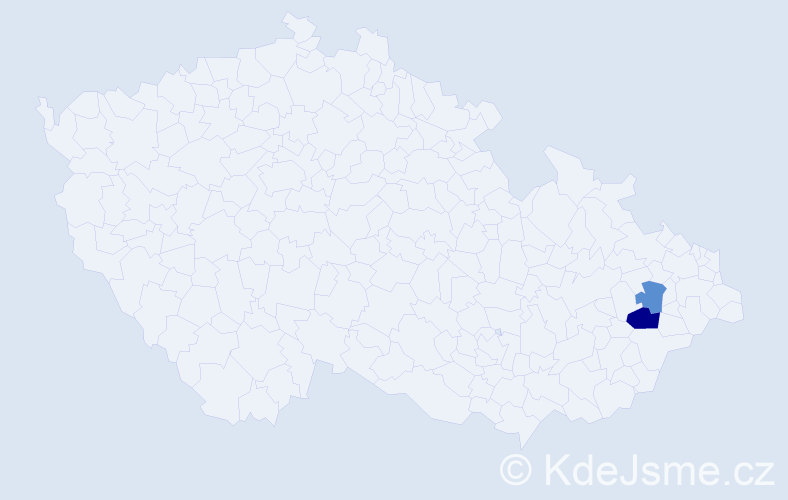 Příjmení: 'Modláková', počet výskytů 9 v celé ČR