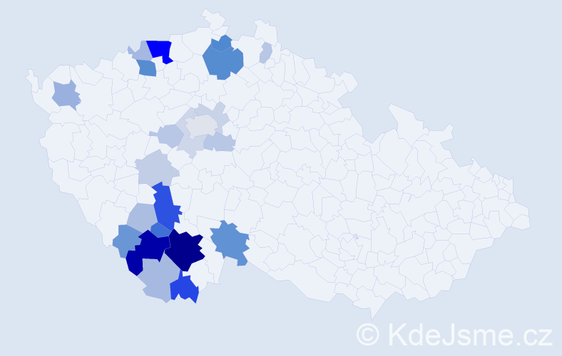 Příjmení: 'Čondlová', počet výskytů 72 v celé ČR