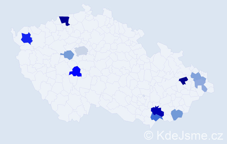 Příjmení: 'Marhefková', počet výskytů 25 v celé ČR
