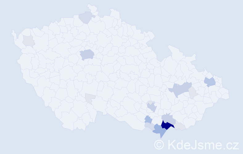 Příjmení: 'Konečková', počet výskytů 71 v celé ČR