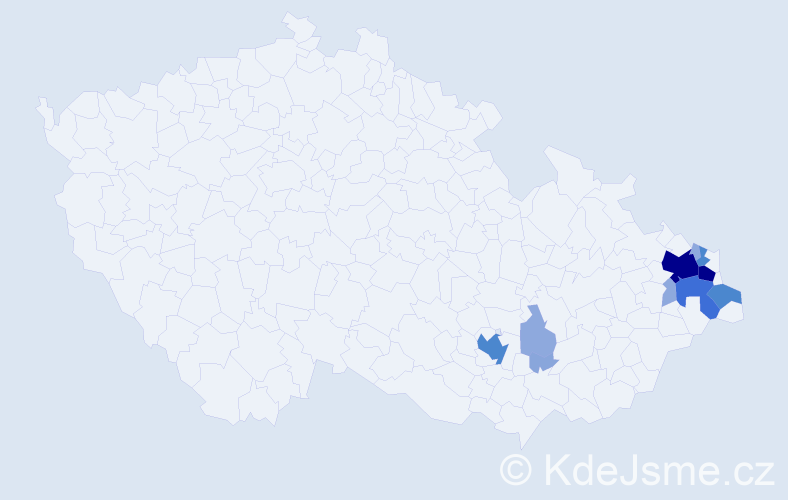 Příjmení: 'Kajfošová', počet výskytů 40 v celé ČR