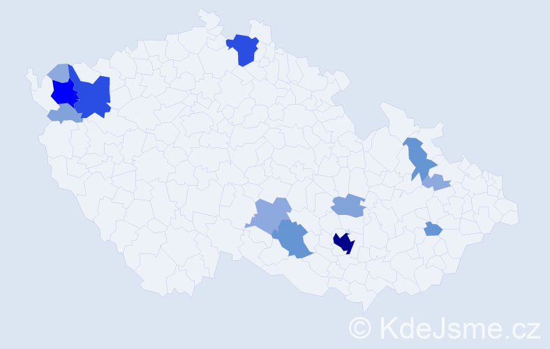 Příjmení: 'Pacelt', počet výskytů 40 v celé ČR
