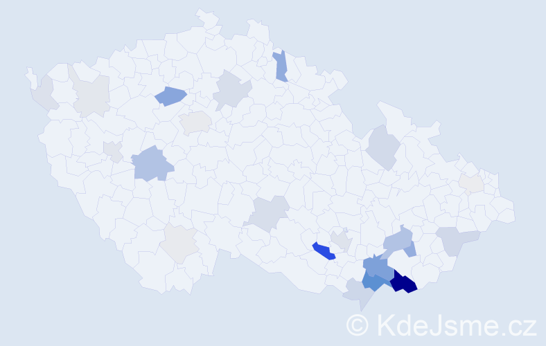Příjmení: 'Káčerek', počet výskytů 86 v celé ČR