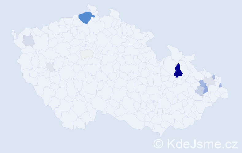 Příjmení: 'Gunčagová', počet výskytů 23 v celé ČR