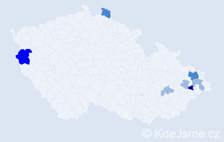 Příjmení: 'Dravecký', počet výskytů 14 v celé ČR