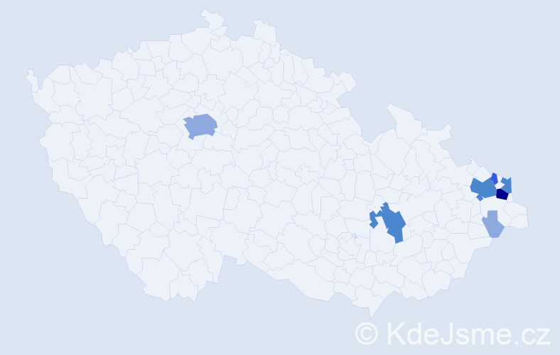 Příjmení: 'Dziedzic', počet výskytů 16 v celé ČR