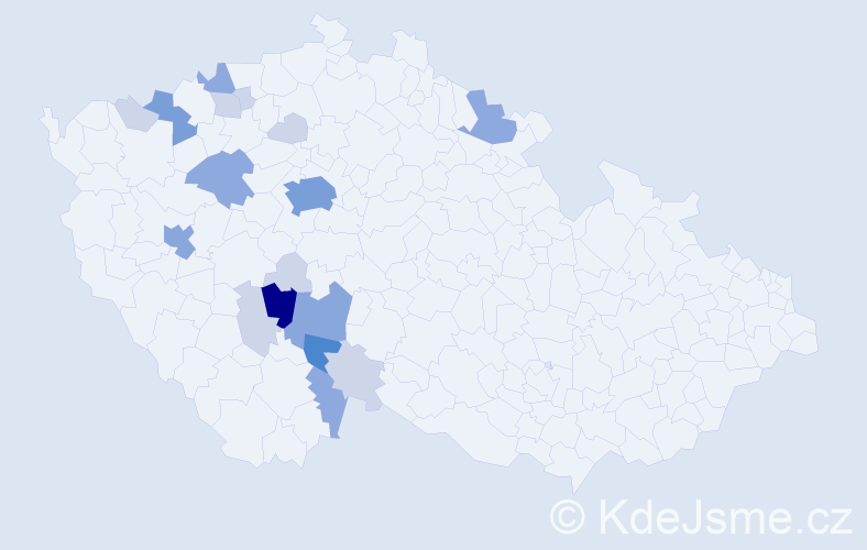Příjmení: 'Podojil', počet výskytů 50 v celé ČR