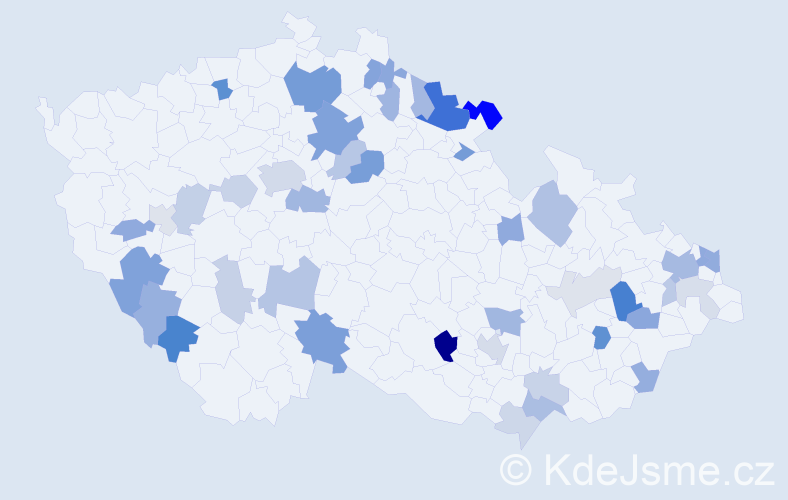 Příjmení: 'Miháliková', počet výskytů 99 v celé ČR