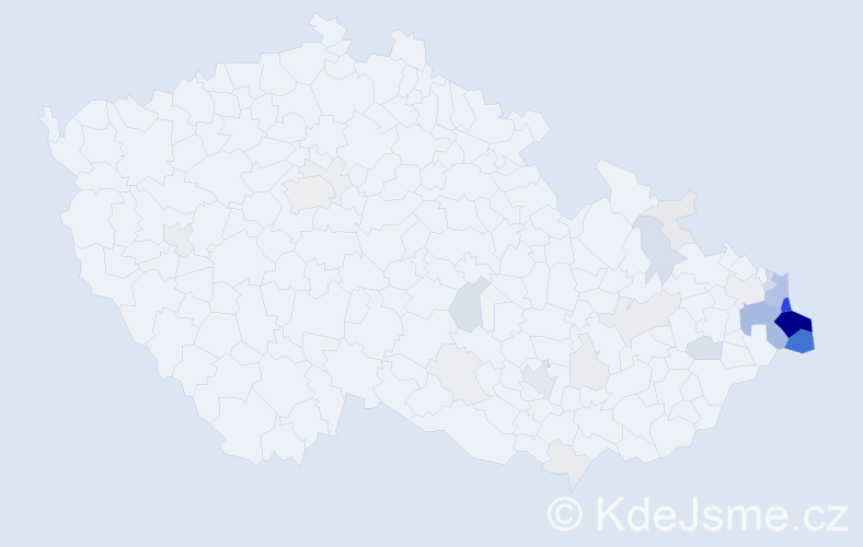 Příjmení: 'Tomiczek', počet výskytů 147 v celé ČR